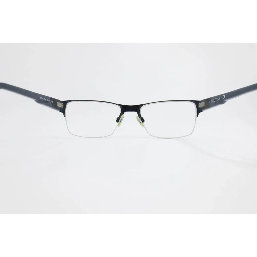 Nautica Mens N7261 316 Navy Blue Semi Rimless Rectangular Eyeglass Frames